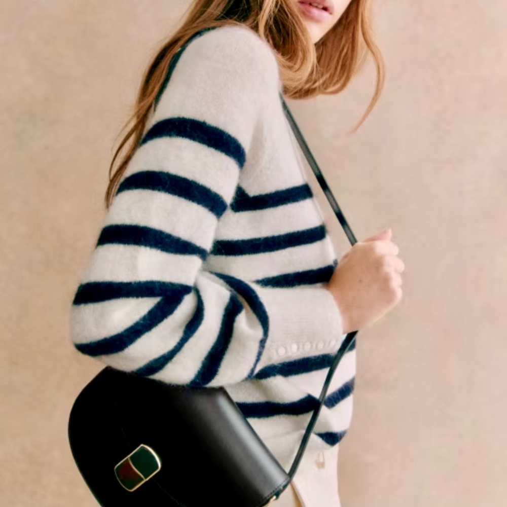 Sezane Louise Jumper Ecru/Navy L